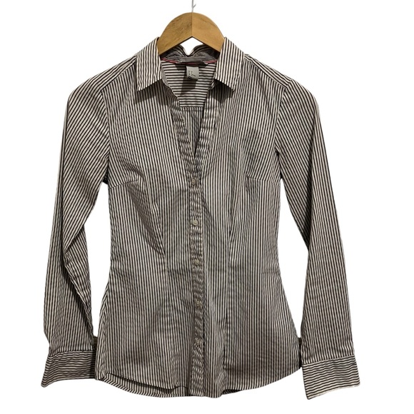 H&M Tops - H&M Striped Collared Blouse Size 2